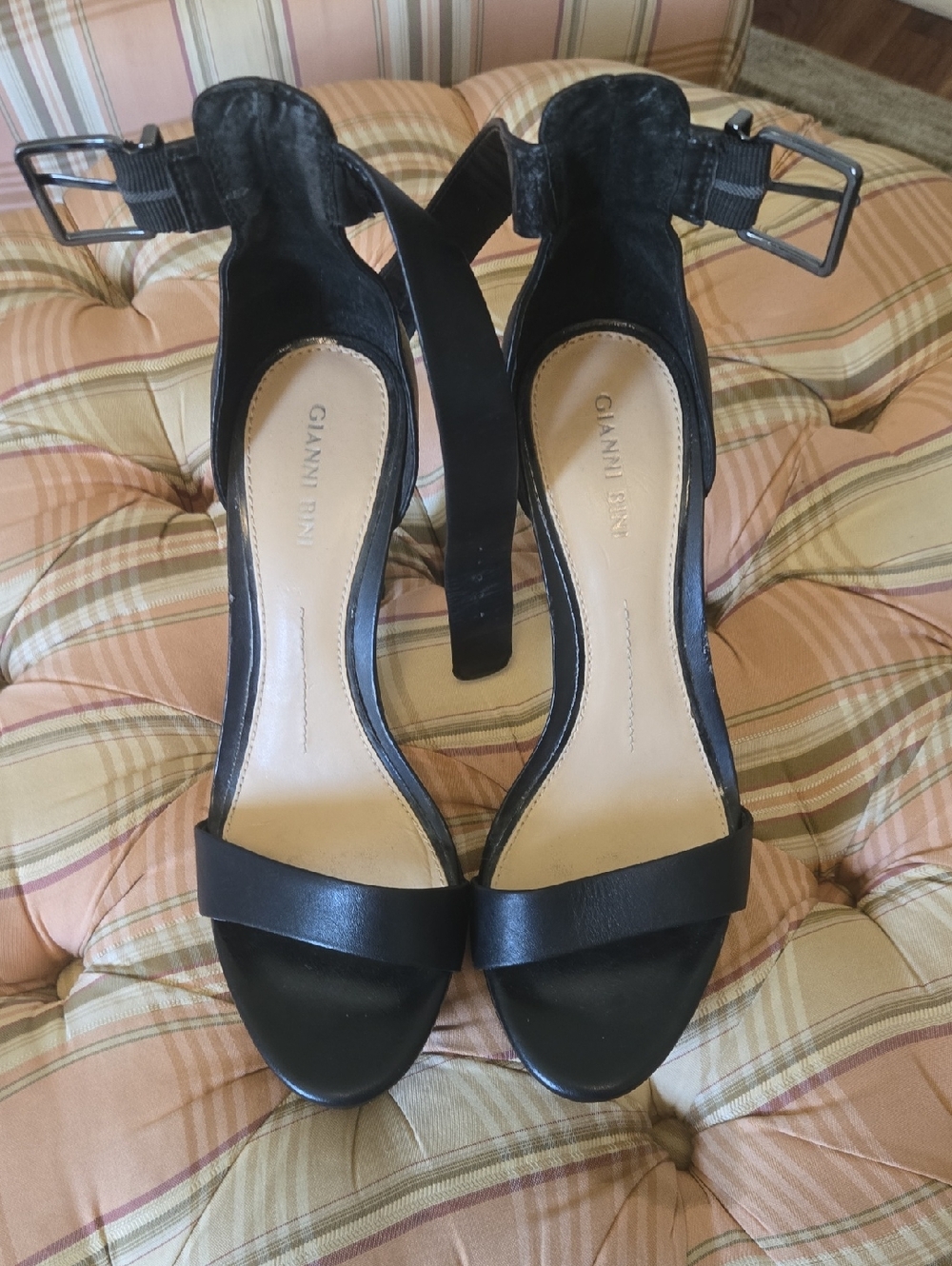 Gianni Bini Black Open-Toe Ankle-Strap Heels